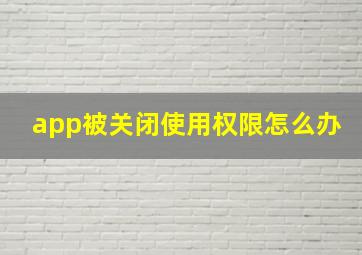 app被关闭使用权限怎么办