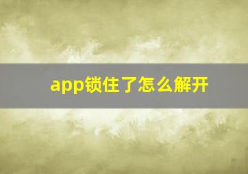 app锁住了怎么解开