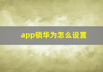 app锁华为怎么设置