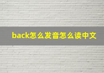 back怎么发音怎么读中文