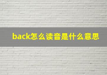 back怎么读音是什么意思