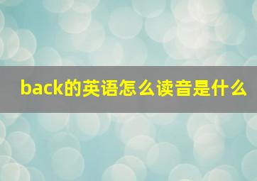 back的英语怎么读音是什么