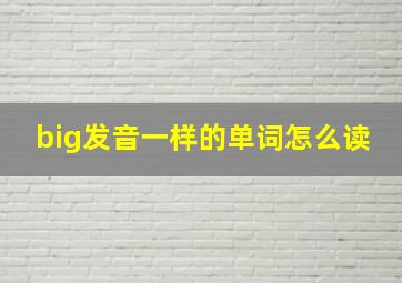 big发音一样的单词怎么读