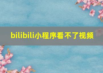 bilibili小程序看不了视频