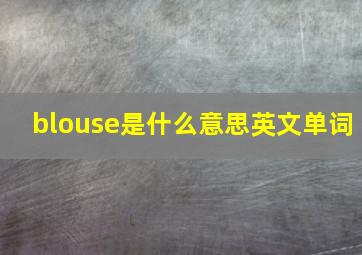 blouse是什么意思英文单词