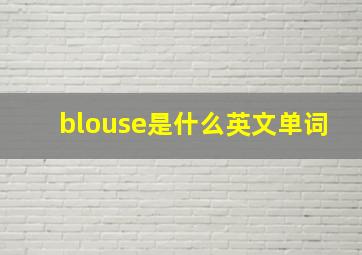 blouse是什么英文单词