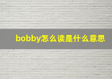 bobby怎么读是什么意思