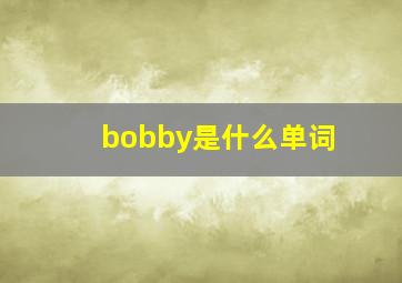 bobby是什么单词