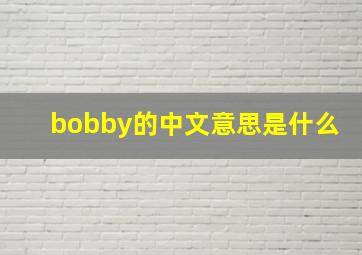 bobby的中文意思是什么