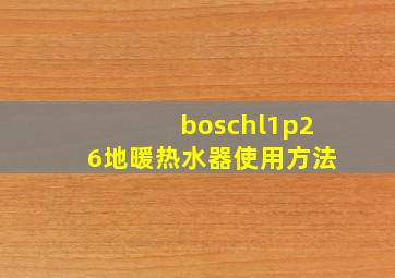 boschl1p26地暖热水器使用方法