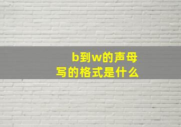 b到w的声母写的格式是什么