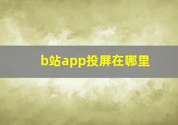 b站app投屏在哪里