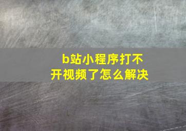 b站小程序打不开视频了怎么解决