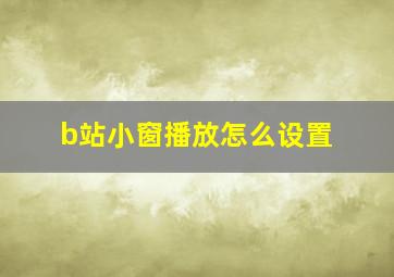 b站小窗播放怎么设置