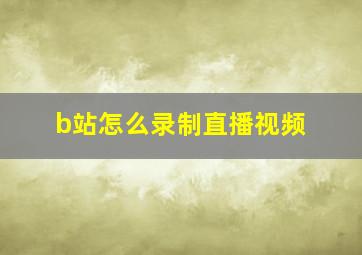 b站怎么录制直播视频