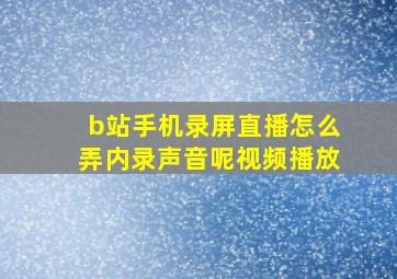 b站手机录屏直播怎么弄内录声音呢视频播放