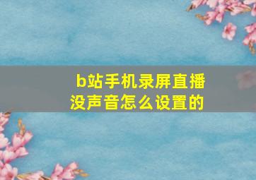 b站手机录屏直播没声音怎么设置的