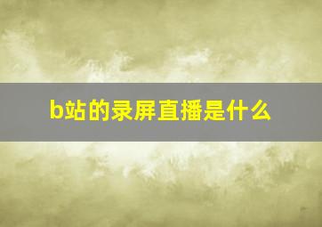 b站的录屏直播是什么