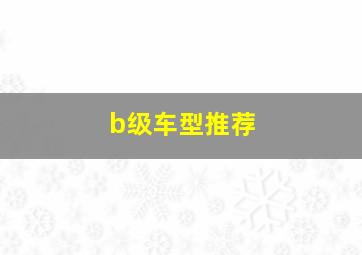 b级车型推荐