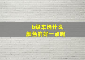 b级车选什么颜色的好一点呢