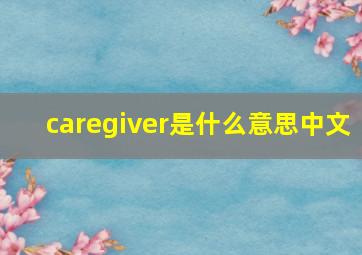 caregiver是什么意思中文