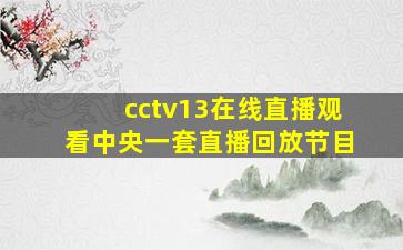 cctv13在线直播观看中央一套直播回放节目