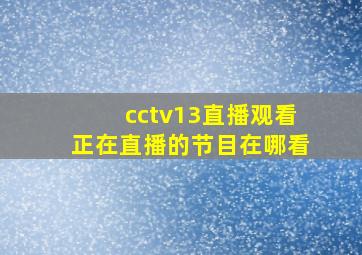 cctv13直播观看正在直播的节目在哪看