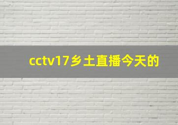 cctv17乡土直播今天的