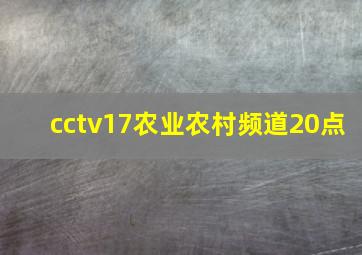 cctv17农业农村频道20点