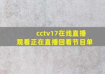 cctv17在线直播观看正在直播回看节目单