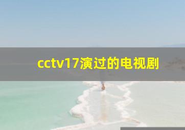 cctv17演过的电视剧