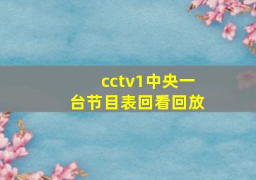 cctv1中央一台节目表回看回放