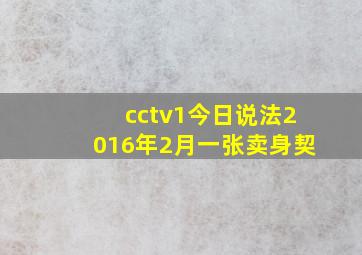 cctv1今日说法2016年2月一张卖身契