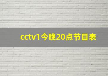 cctv1今晚20点节目表