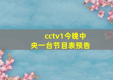 cctv1今晚中央一台节目表预告