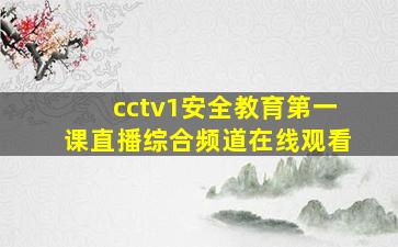 cctv1安全教育第一课直播综合频道在线观看