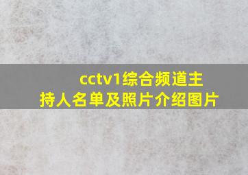 cctv1综合频道主持人名单及照片介绍图片