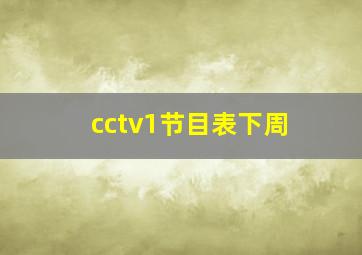 cctv1节目表下周