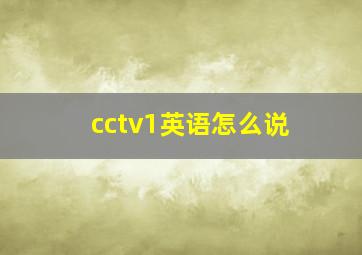 cctv1英语怎么说