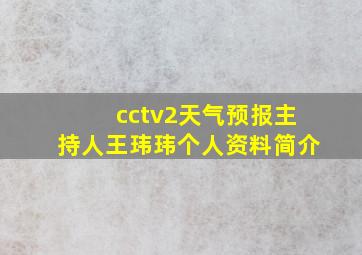 cctv2天气预报主持人王玮玮个人资料简介