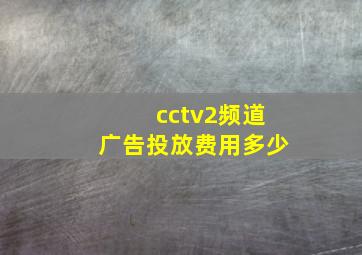 cctv2频道广告投放费用多少