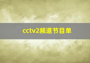 cctv2频道节目单