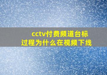 cctv付费频道台标过程为什么在视频下线