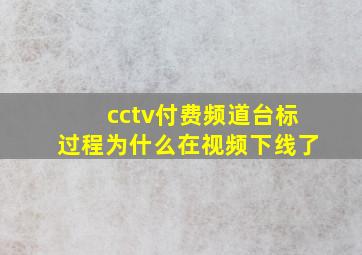 cctv付费频道台标过程为什么在视频下线了