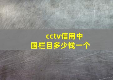 cctv信用中国栏目多少钱一个