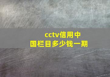 cctv信用中国栏目多少钱一期