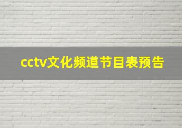 cctv文化频道节目表预告