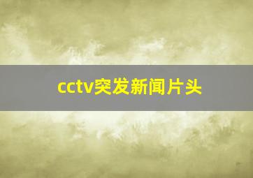 cctv突发新闻片头