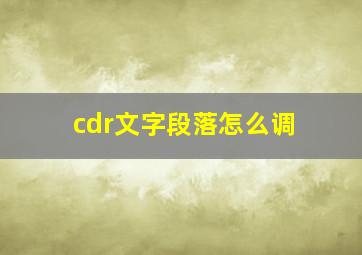 cdr文字段落怎么调