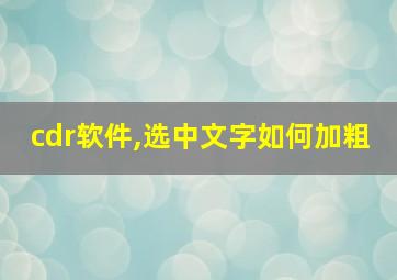 cdr软件,选中文字如何加粗